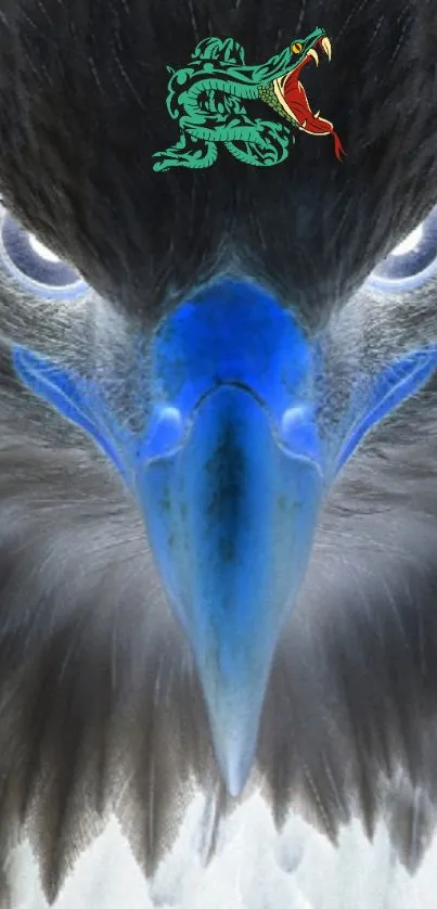 Striking blue eagle close-up wallpaper with modern design.