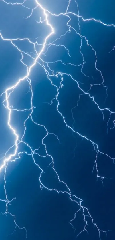 Vivid blue lightning bolt against a dark sky wallpaper.