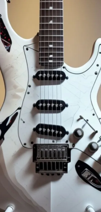 Artistic white electric guitar wallpaper for mobile.