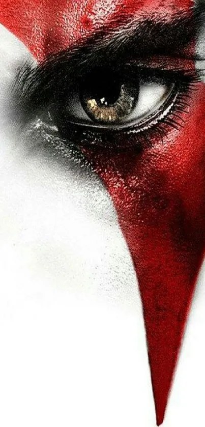 Bold eye illustration with striking red accent on mobile wallpaper.