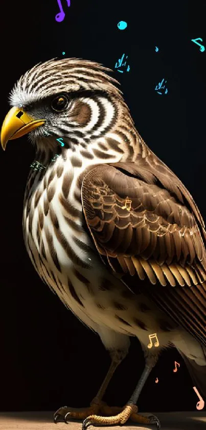 Detailed hawk wallpaper with intricate feather patterns.