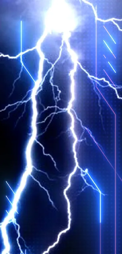 Mobile wallpaper with a striking blue lightning bolt on a dark background.