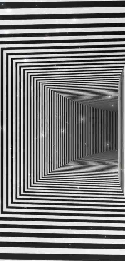 Black and white optical illusion tunnel wallpaper