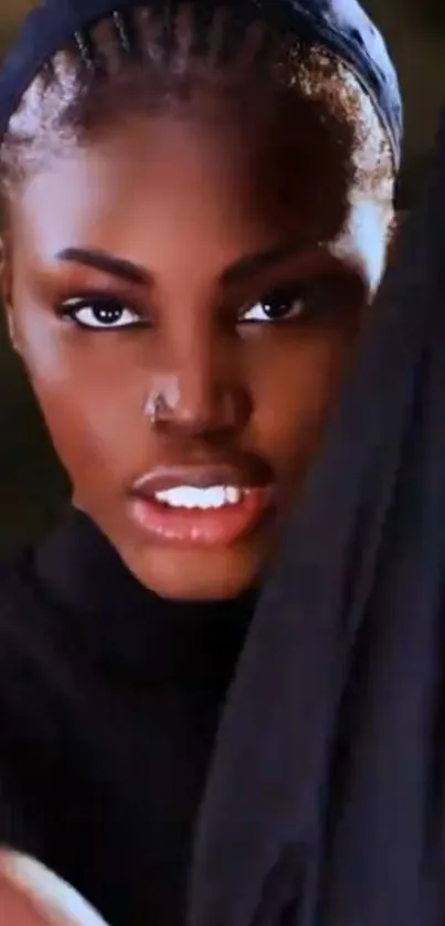Human portrait with bold expression.