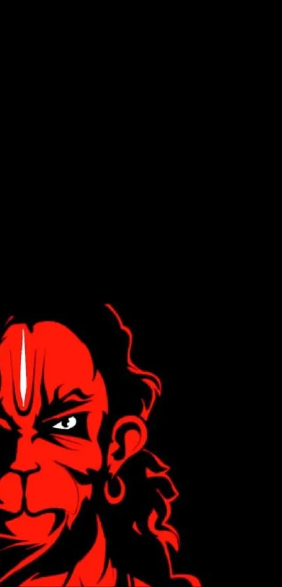 Striking red demon on dark mobile wallpaper.