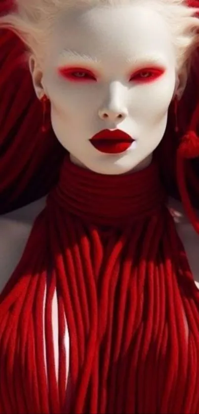 Striking red-themed fashion art portrait wallpaper.