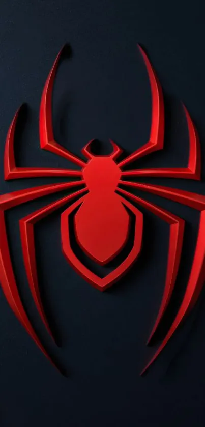 3D red spider emblem on dark background wallpaper.