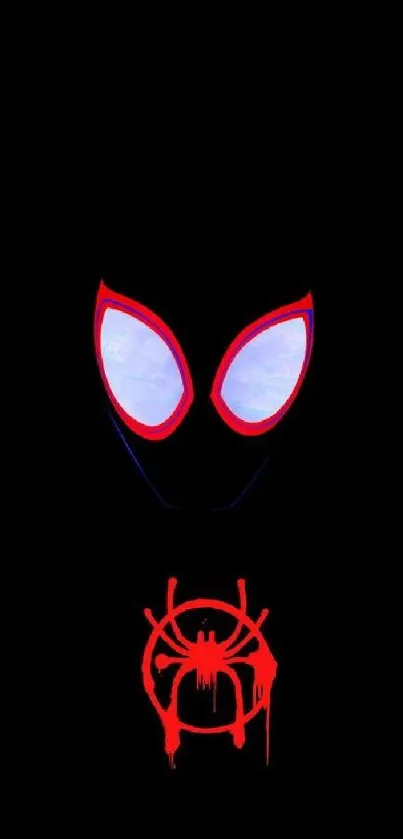 Bold spider mask on dark background wallpaper.