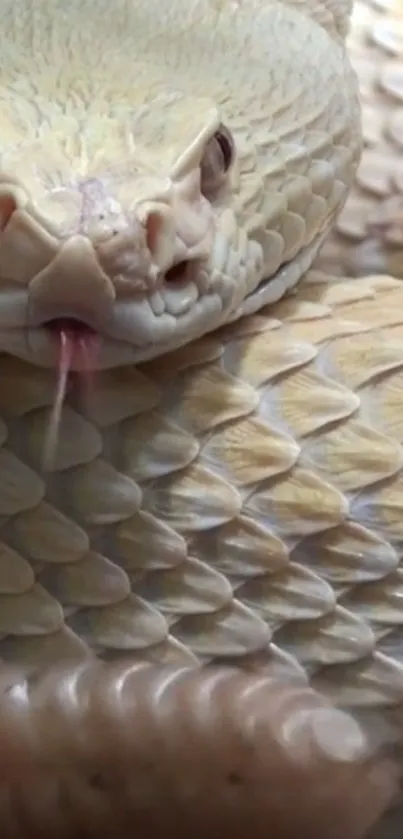 Close-up view of a snake with detailed scales and protruding tongue.