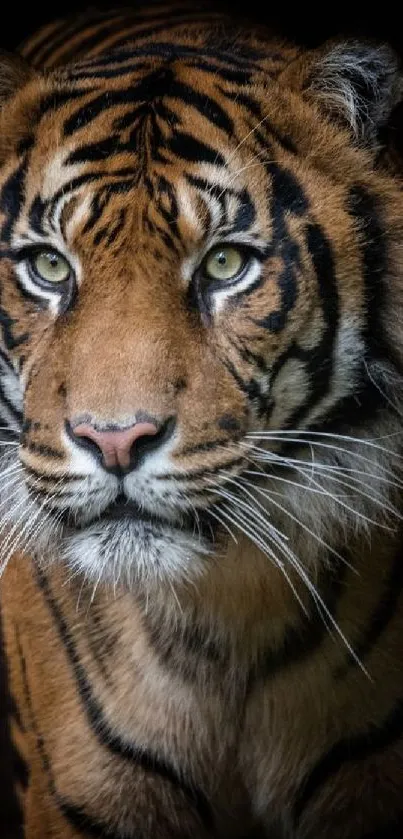 Majestic tiger with piercing eyes, striking presence.