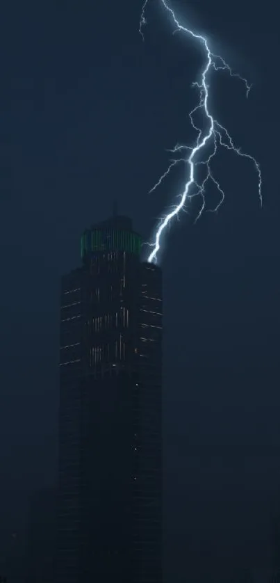 Lightning strikes a dark tower at night.