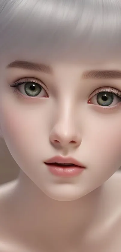 Hyper-realistic digital portrait wallpaper with soft hues.