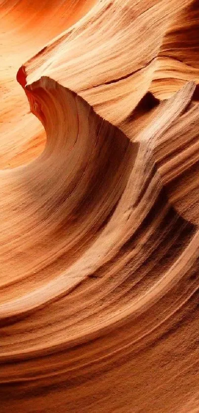 Abstract orange canyon with flowing lines on mobile wallpaper.