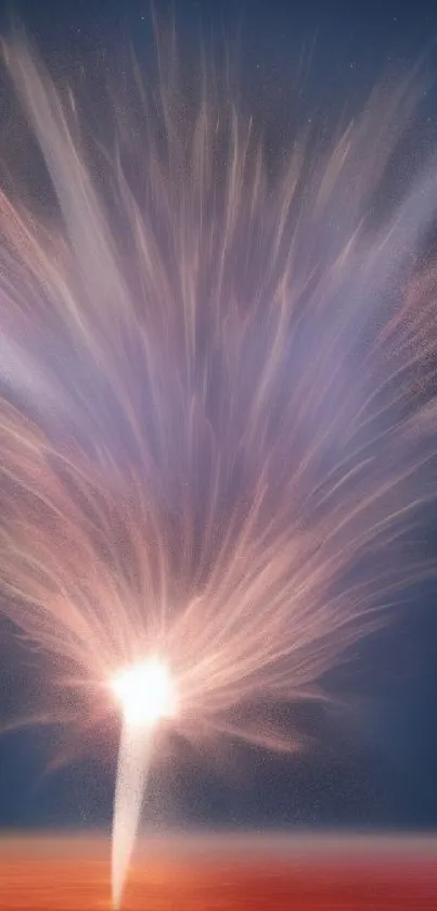 Abstract fireworks explosion with cosmic colors on mobile screen.