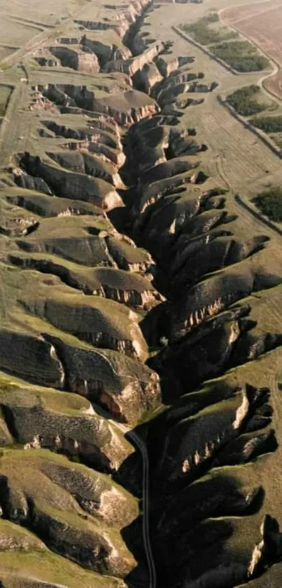 Aerial view of a stunning canyon landscape with deep ravines.