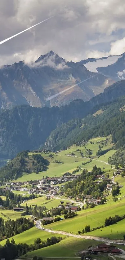 Breathtaking view of Alpine mountains and valleys, perfect mobile wallpaper.