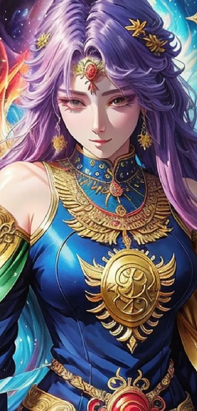 Anime princess in cosmic setting with vibrant colors and intricate details.