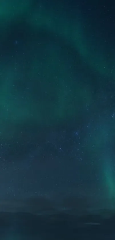 Wallpaper featuring a stunning aurora-filled night sky.