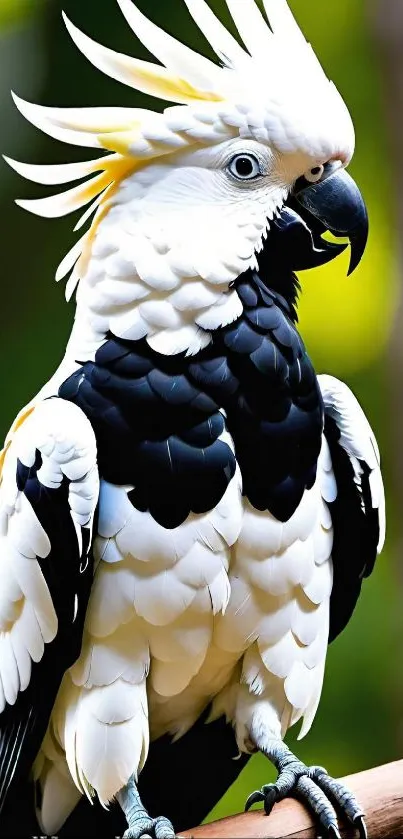 Close-up of a vibrant cockatoo perched gracefully.
