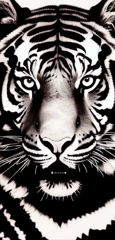 Black and white tiger art wallpaper for mobile devices.