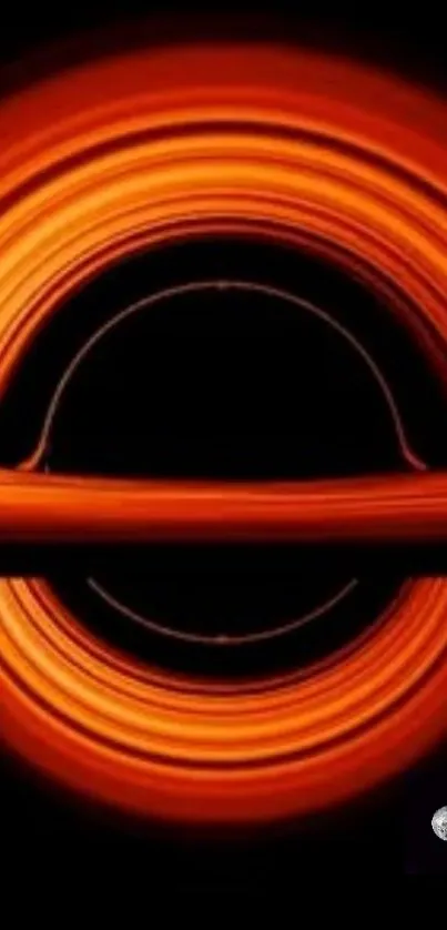 Stunning mobile wallpaper of a black hole with vibrant orange accents.