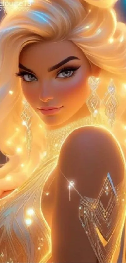 Fantasy art of a stunning blonde in a glowing, elegant design.