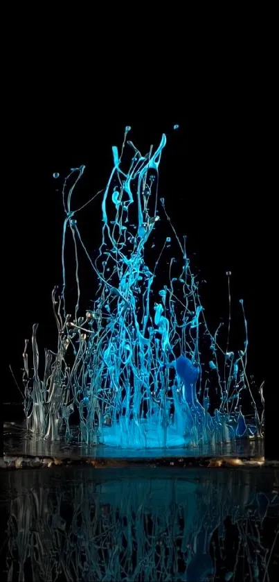 Dynamic blue abstract art on dark background mobile wallpaper.