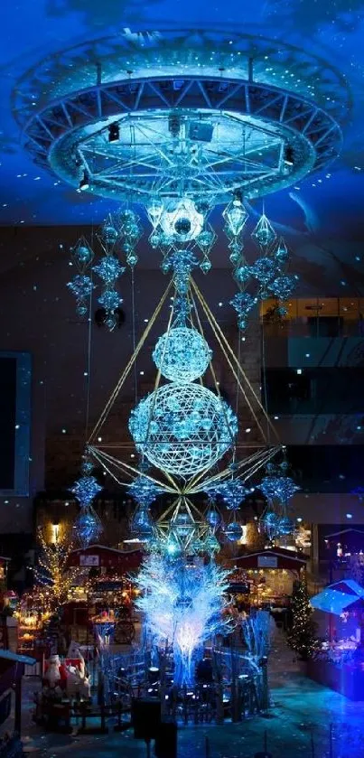 Stunning blue Christmas display at market