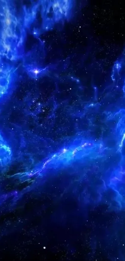 Vibrant blue galaxy wallpaper showcasing cosmic beauty.