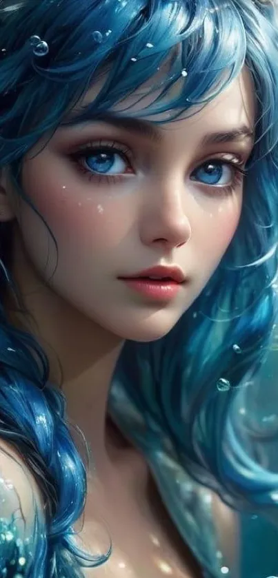 Stunning Blue-haired Fantasy Art - free download