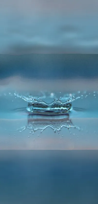 Light blue water splash on a tranquil surface for mobile wallpaper.