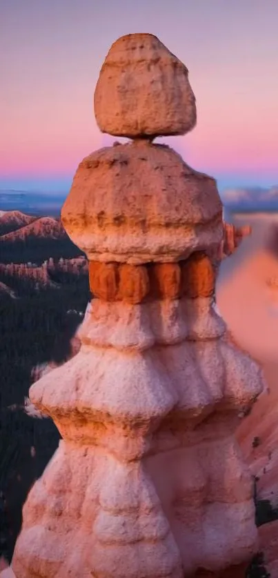 Bryce Canyon hoodoo at sunset with vibrant colors.