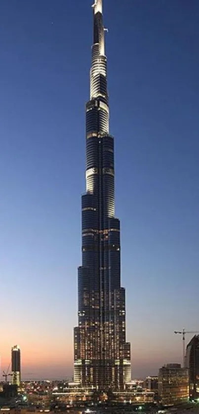 Burj Khalifa at dusk with a stunning cityscape view.