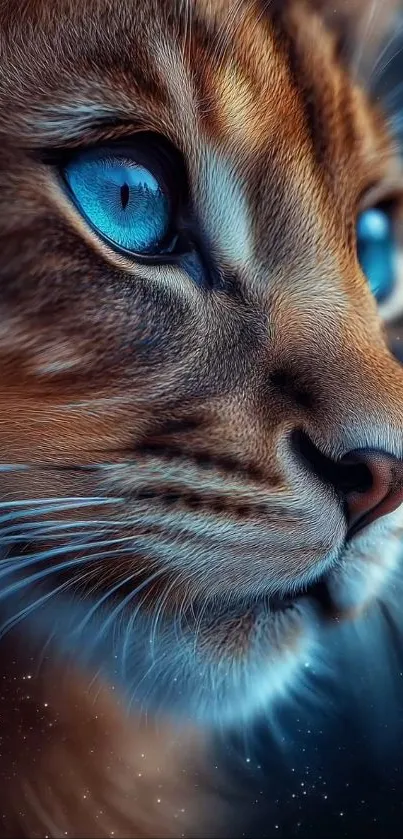 Closeup of a cat with stunning blue eyes.