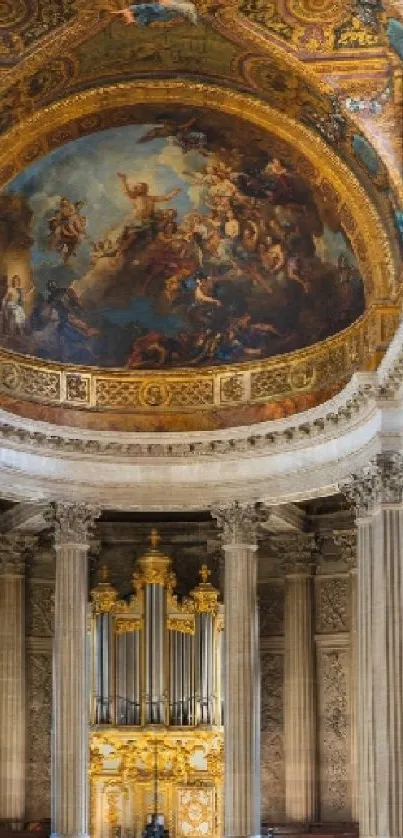 Ornate cathedral ceiling with classical mural art.