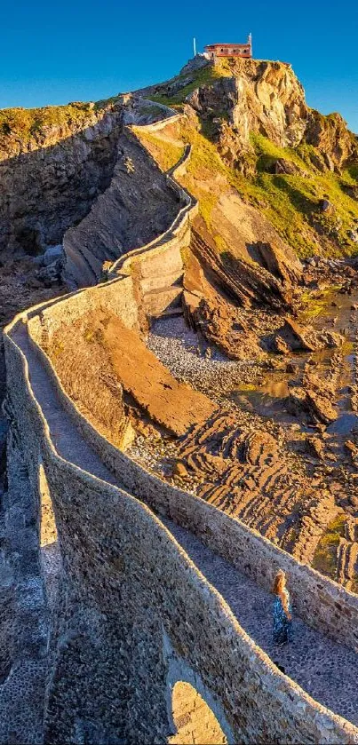 Cliffside pathway with rocky terrain and stunning views