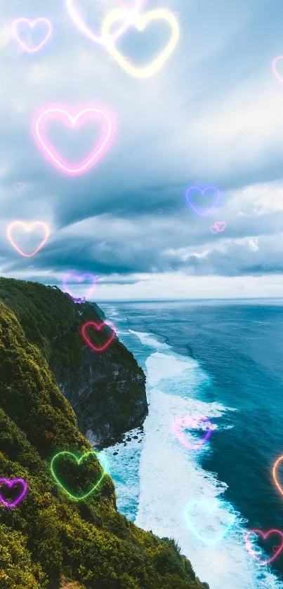 Stunning view of coastal cliff and ocean under a cloudy sky.