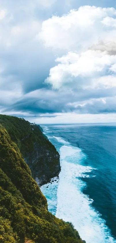 Coastal cliff with ocean and sky in stunning mobile wallpaper.