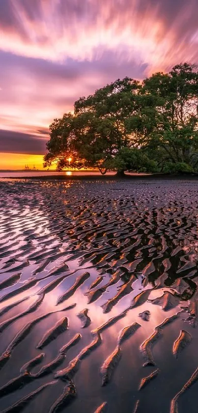 Vibrant coastal sunset with dramatic clouds and reflecting waters.