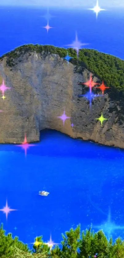 A breathtaking coastline with blue waters and lush greenery, perfect for mobile wallpaper.
