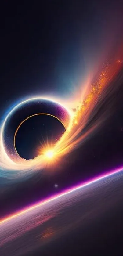 Colorful cosmic black hole art wallpaper