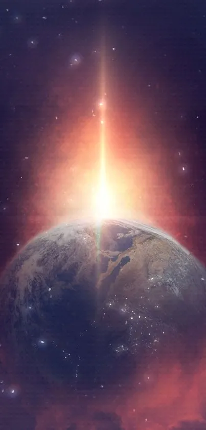 Cosmic Earth wallpaper with a vibrant space backdrop.