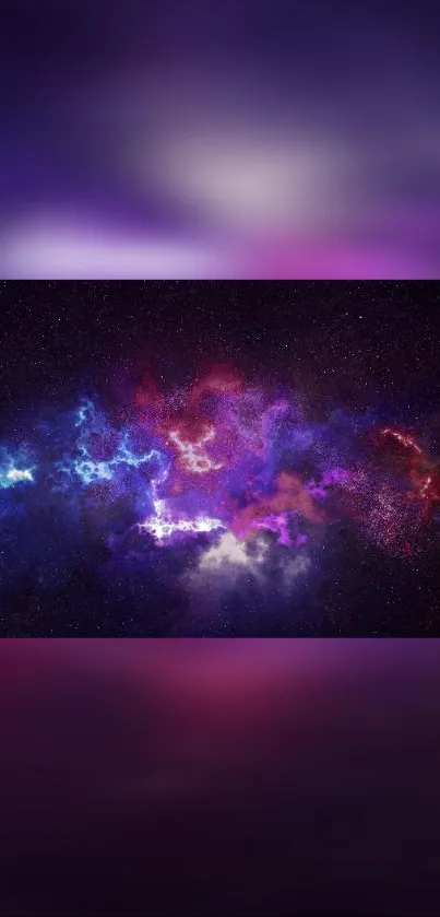 Colorful cosmic galaxy wallpaper with vibrant purples and blues.