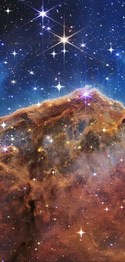 Vivid cosmic galaxy wallpaper with stars and nebula for mobile phone background.
