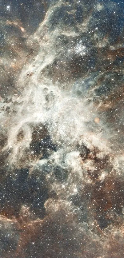 Beautiful cosmic nebula wallpaper with stars and space.