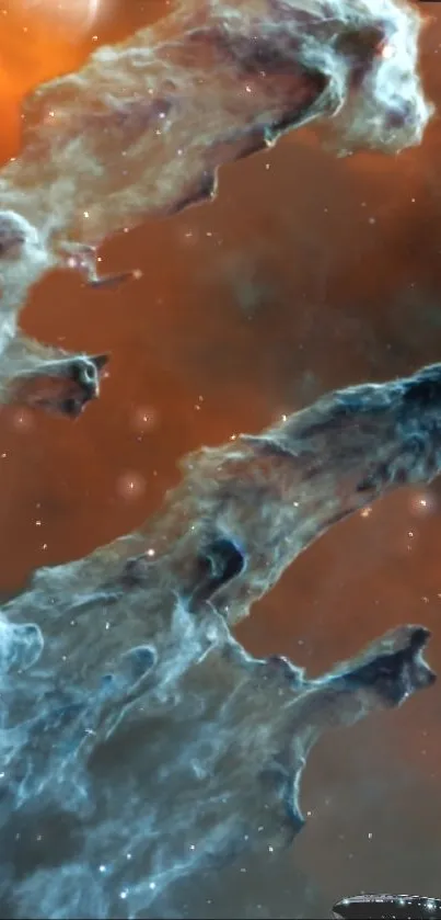 Stunning image of a cosmic nebula with swirling colors and starry background.