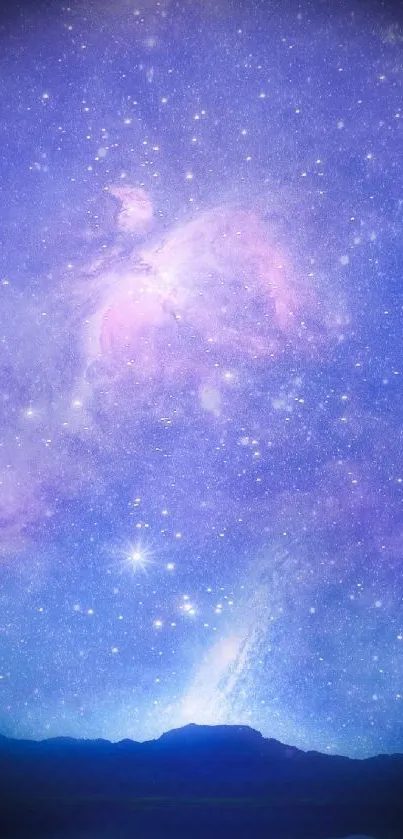 Celestial night sky wallpaper with stars and nebula.