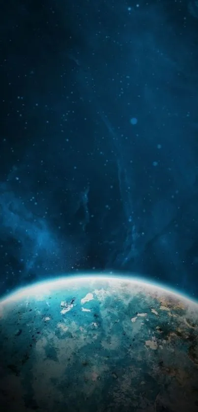 Cosmic planet wallpaper with starry sky