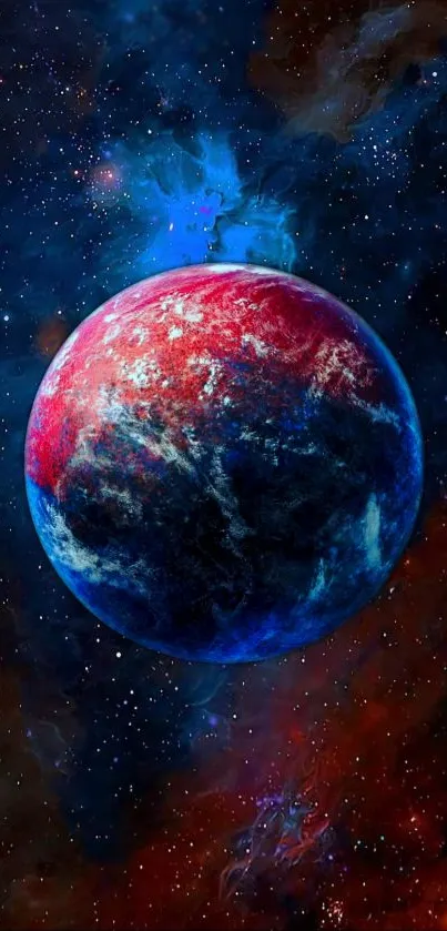 Colorful planet with galaxy background mobile wallpaper.