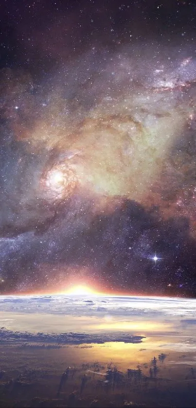 Cosmic view with galaxy and Earth's horizon in stunning detail.